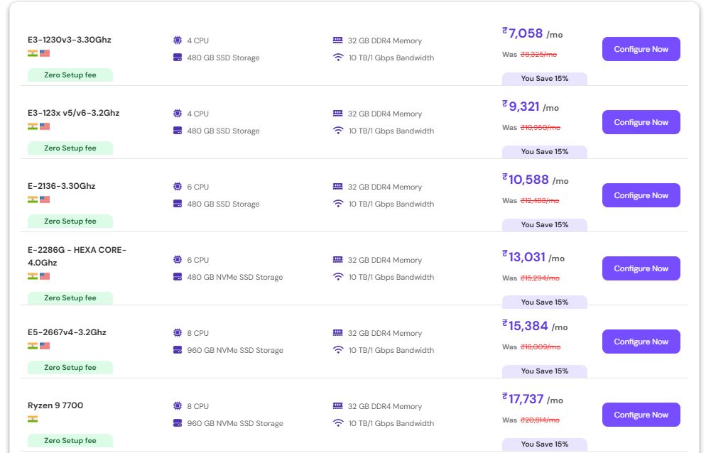 youstable dedicated plans