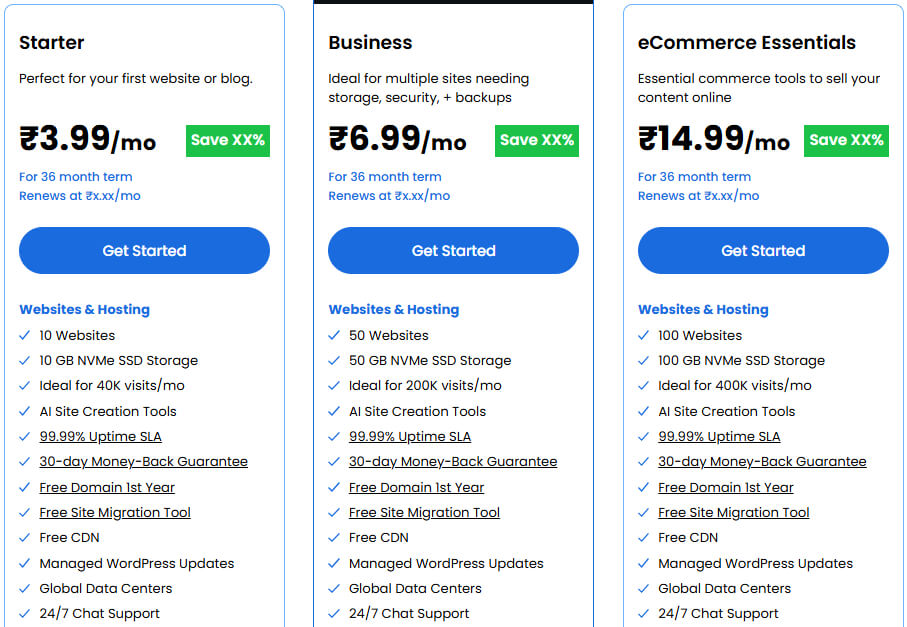 BlueHost Web Hosting Plans & Pricing