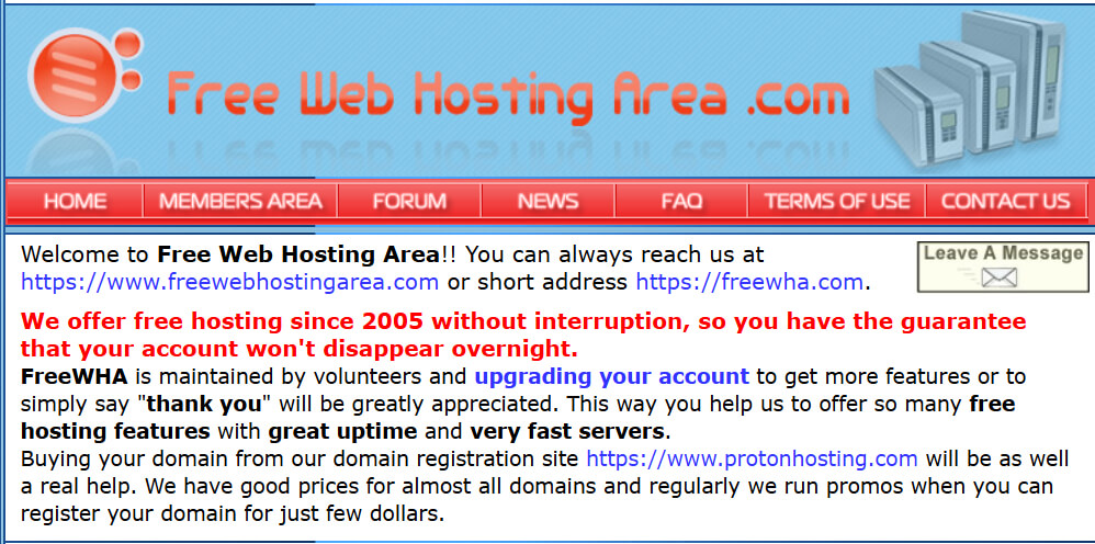 FreeWebHostingArea Free Web Hosting
