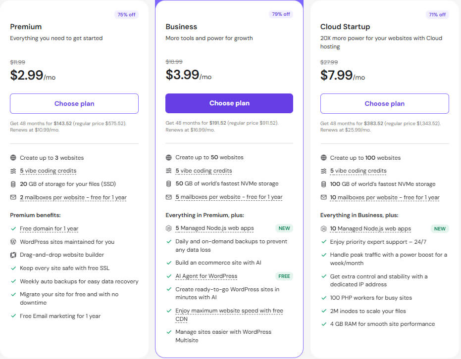 Hostinger Web Hosting Plans & Pricing