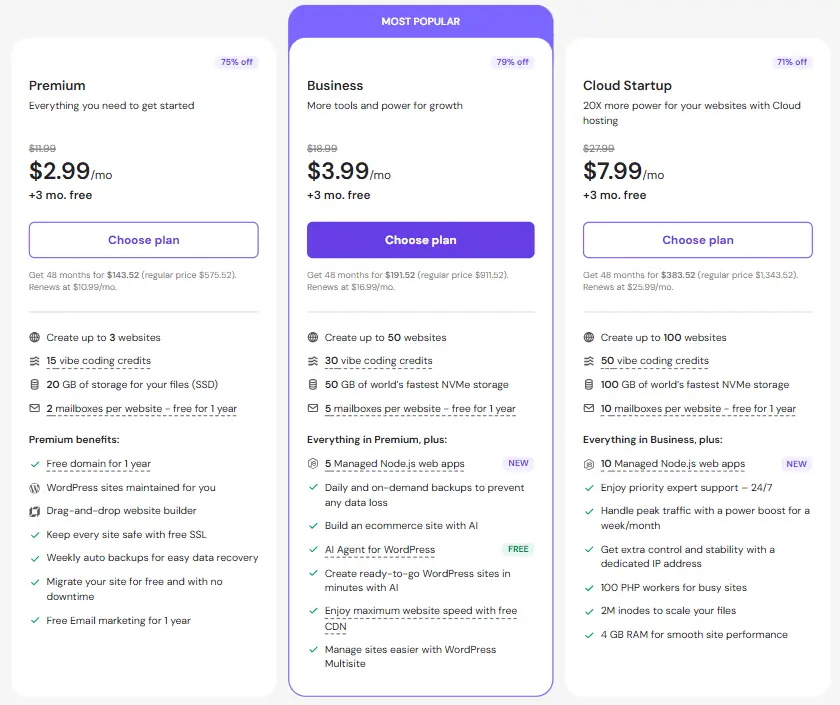 Hostinger Plans & Pricing